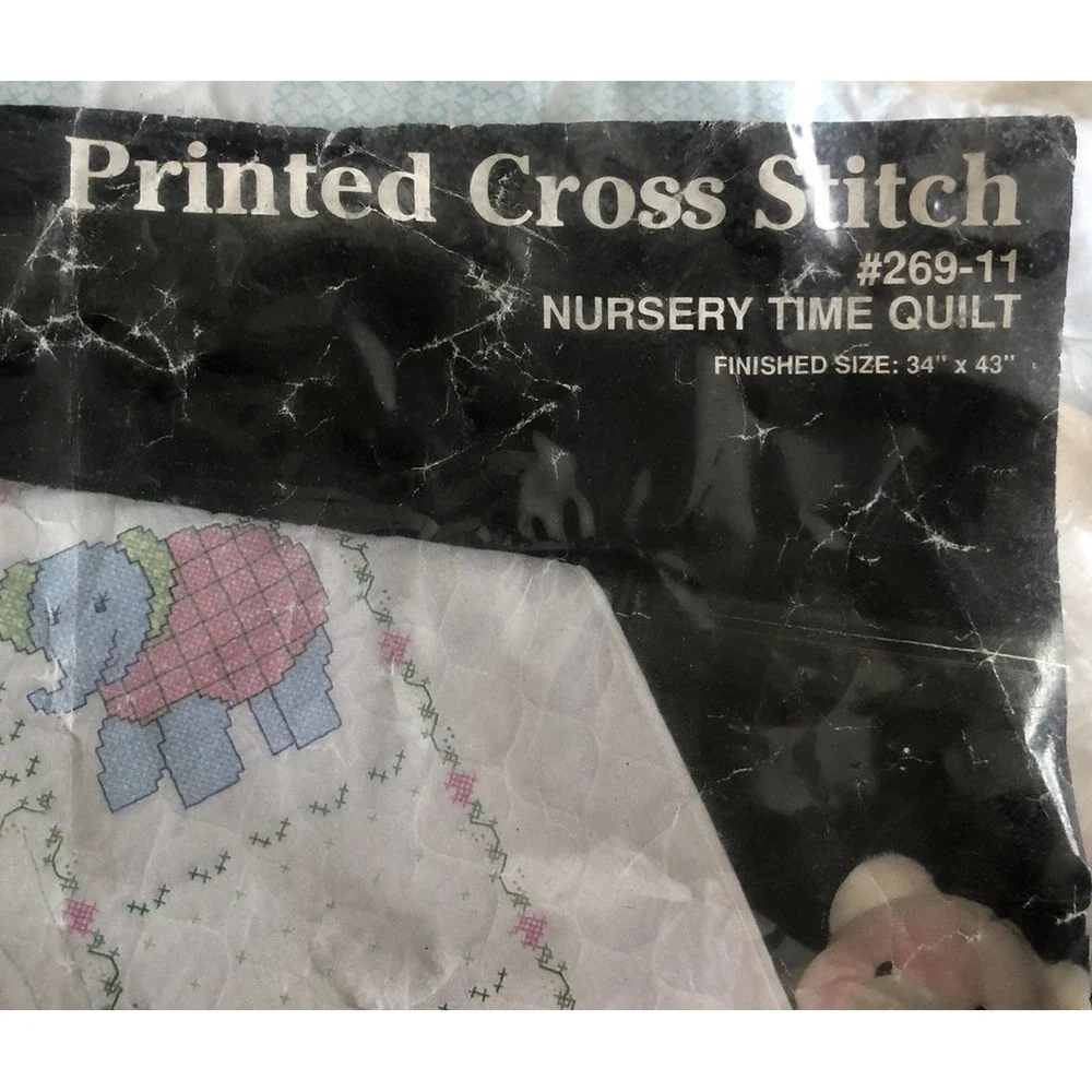Vintage Janlynn Baby Nursery Time Quilt Kit 1985 Printed Cross Stitch #269-11